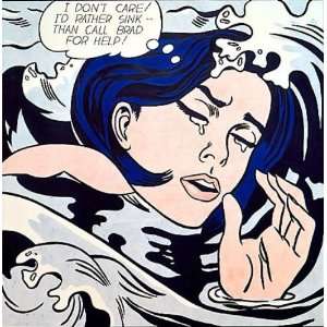 Roy Lichtenstein 21.75W by 21.75H  Drowning Girl CANVAS Edge #4 1 