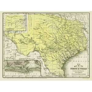 1852 Map of Texas by Samuel Augustus Mitchell  Sports 