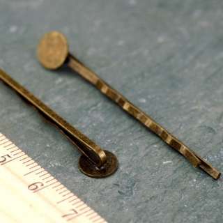 Antique Bronze Plated Metal Bobby Pin Bronze Finding With 8mmPad 52mm 