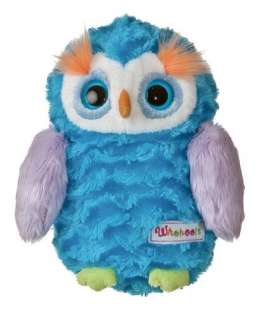 Whohoots Blue Owl Large 8 Stuffed Plush Toy w/ Sound by Aurora NEW 