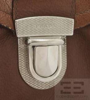 Prada Brown Leather Pushlock Flap Handbag  