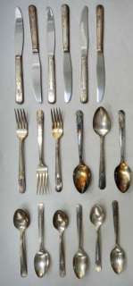   1938 vintage 18 pc LA ROSE SILVERPLATE PARTIAL FLATWARE SET carlton