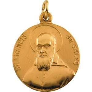  14K Yellow Gold St. Francis De Sales Medal Pendant NEW 