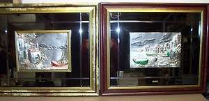 Elegant Firenze Italy Framed Mirrors w/.925 Sterling Silver Bas Relief 