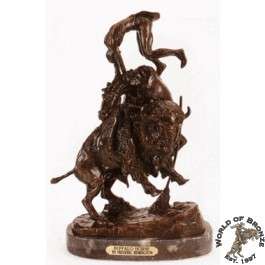 BUFFALO HORSE  by Frederic Remington Bronze Handcast Sculpture w 