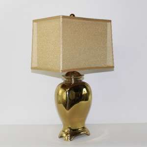 Vtg 1970s Hollywood Regency Brass Lamp with Shade Chinoiserie Asian 