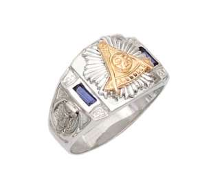 Mens Sterling Silver or Gold Plated Masonic Freemason Mason Ring