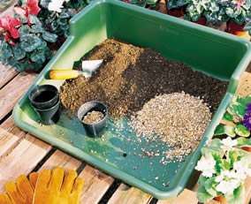 This tough potting tray is an essential garden accessory.