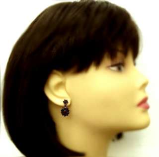 Cute Vintage garnet Bohemian earrings in Victorian style  