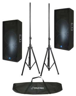 GEMINI GSM 3250 (2) PRO DJ 2400W DUAL 15 PA SPEAKERS PAIR $120 TRIPOD 