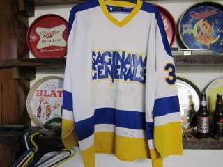   IHL Saginaw Generals home 85/86 game worn goalie jersey #30 TEAM LOA