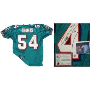 Zach Thomas Miami Dolphins Autographed Reebok Authentic Teal Jersey