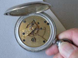 1883 Elgin key wound +set pocket watch runs well 18size  