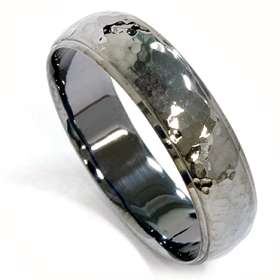 Mens 14K Black Gold Hammered Wedding Ring Band Bridal 6MM Size (7 12 