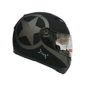 TMS Star Matte Black Dual Visor Full Face Motorcycle Helmet W/ Smoke 