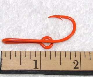 Hunter / Safety Orange Colored Fish Hook Hat Pin or Tie Clip  