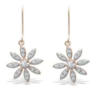   Daisy Diamond Fish Hook Earrings (1/6 cttw, I J Color, I2 I3 Clarity