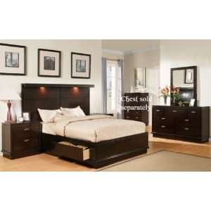  4pc Eastern King Size Bedroom Set Espresso Finish