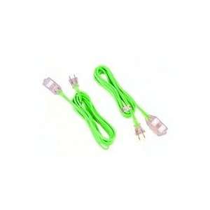    Glo 9 Ft UL Extension Cord   3 Outlet   Lighted Plugs   Lime Green