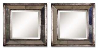 Distressed Antiqued Silver Square Mirror Set Horchow  