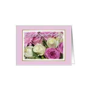 Engagement Party Invitation Flowers Off White and Pink Roses Bouquet 