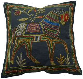 Horse Figure Cushion Cover Set Made by Cotton Fabric Adorn 