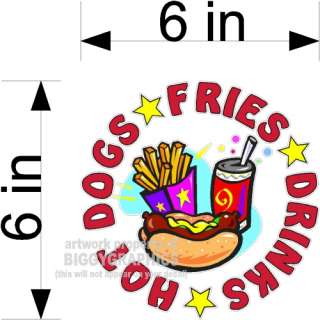 SMALL FOOD GRAPHIC DECAL HOT DOG FRIES & DRINK VINYL  