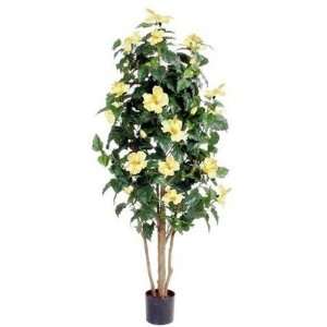  42 Artificial Hibiscus Plant with Yellow Flowers Patio 