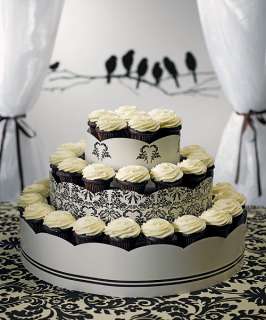 Wedding 3 Tier Display Cupcake Tower Love Bird Damask  