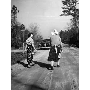 Movie Actress Ava Gardener, Taking a Walk with a Woman on the Dirt 