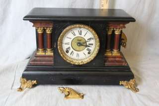 L632 ANTIQUE E. INGRAHAM 1880s NEWPORT MANTLE CLOCK  