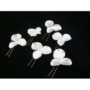   NEW Ivory Satin Cluster Flower Hair Pins   Set of 6, Limited. Beauty