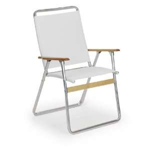   and Out High Back Folding Beach Arm Chair, White Patio, Lawn & Garden