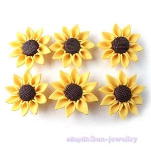 10x Sunflower Fimo Clay Loose Beads 50mm Charm 111451  