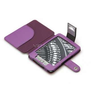 KINDLE 4 PURPLE PREMIUM LEATHER COVER CASE WITH COMPACT READING LIGHT 