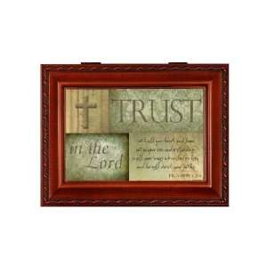  Trust In The Lord Music Box With Wood Grain Finish