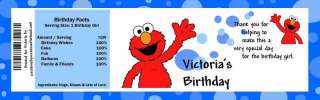 Birthday Elmo Sesame Street WATER BOTTLE LABELS Favor  