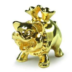   Gold Pig with Two Ingots   1 Feng Shui Figurine 