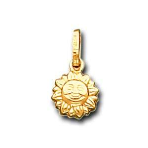   Yellow Gold Small Sun Happy Face Charm Pendant IceNGold Jewelry