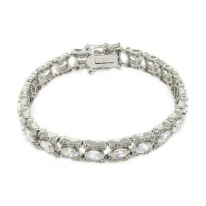    Classic Tennis Bracelet w/22 Oval White CZs & pave Jewelry