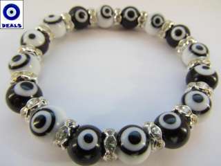 TURKISH EVIL EYE BRACELET MURANO GLASS BEADS   ALL COLORS   ANY SIZE 
