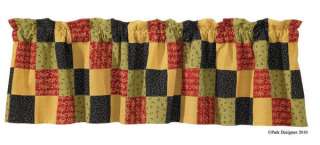 Countryside Rooster Cotton Lined Patchwork Window Valance Curtain 