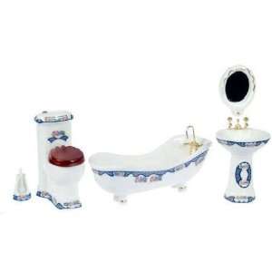  Dollhouse Miniature Victorian Ceramic Bathroom Set Toys 