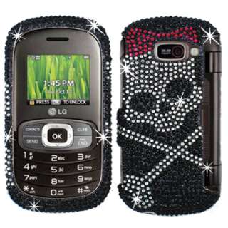 RHINESTONE DIAMOND BLING CASE COVER LG OCTANE 530 SKULL  