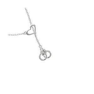  Silver Handcuffs   2 D Silver Plated Heart Lariat Charm 