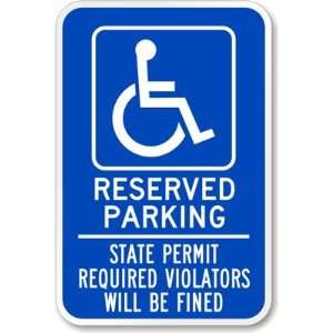  Parking State Permit Required Violators Will Be Fined (handicapped 