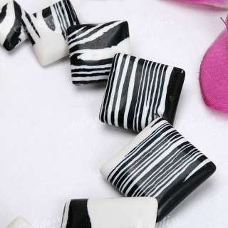   Zebra Stripes Square Bead Pendant Set For Necklace DIY  