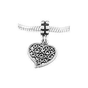   Sterling Silver Xoxo Heart Hugs and Kisses Dangle Bead Charm Jewelry