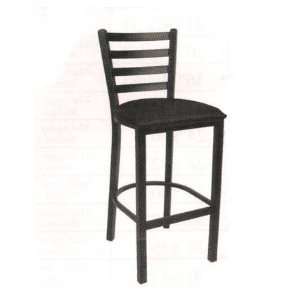  HD Black Metal Ladder Back Bar Stool with Black Vinyl 