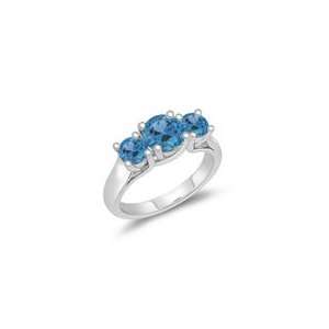  1.65 Cts Swiss Blue Topaz Three Stone Ring in 14K White 